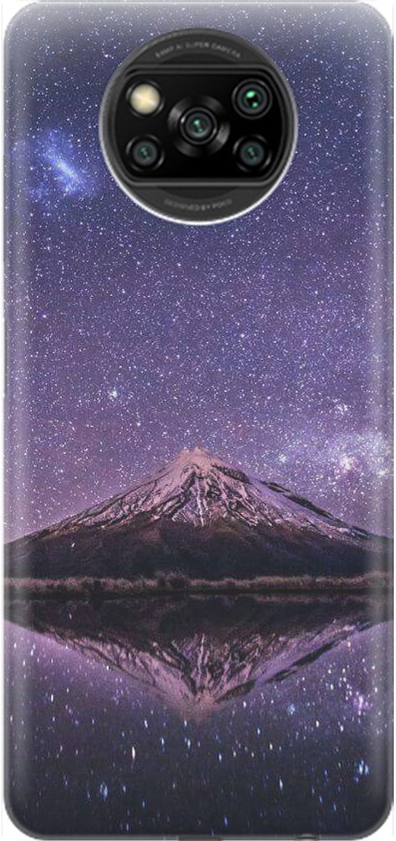 

Чехол на Poco X3/X3 Pro "Гора и звездное небо", Синий;фиолетовый, 1604