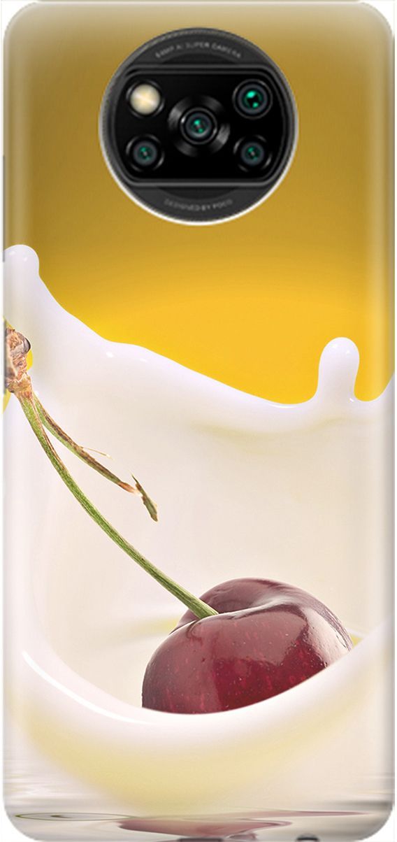 

Чехол на Xiaomi Poco X3 "Ягода в молоке", Белый;желтый, 2040