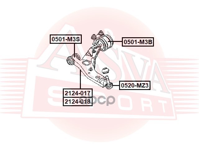 

Рычаг Пер.Ниж.Лев.Ford Focus Cb8 2011< ASVA арт. 2124-018