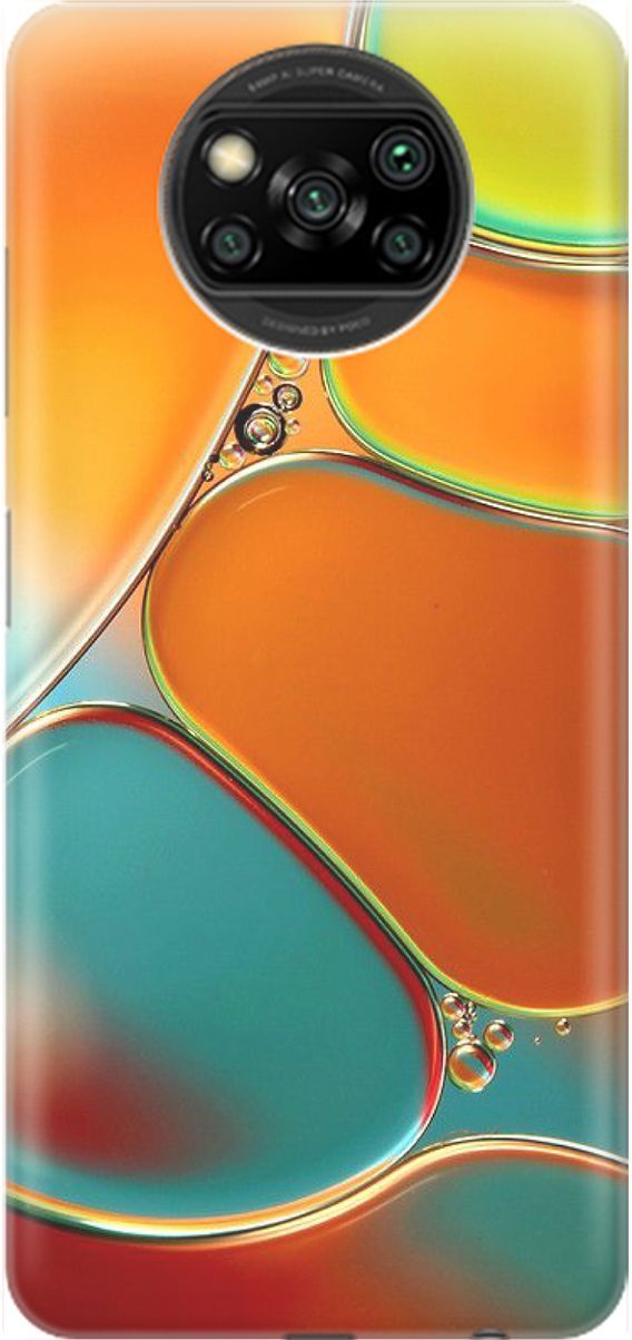 

Чехол на Xiaomi Poco X3 "Разноцветные пузырьки", Голубой;оранжевый, 1604