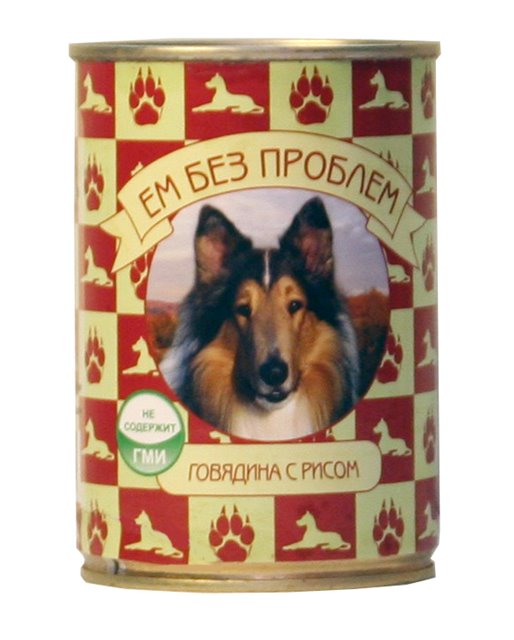 Консервы для собак Ем Без Проблем, Говядина с рисом, 20 шт по 410 г