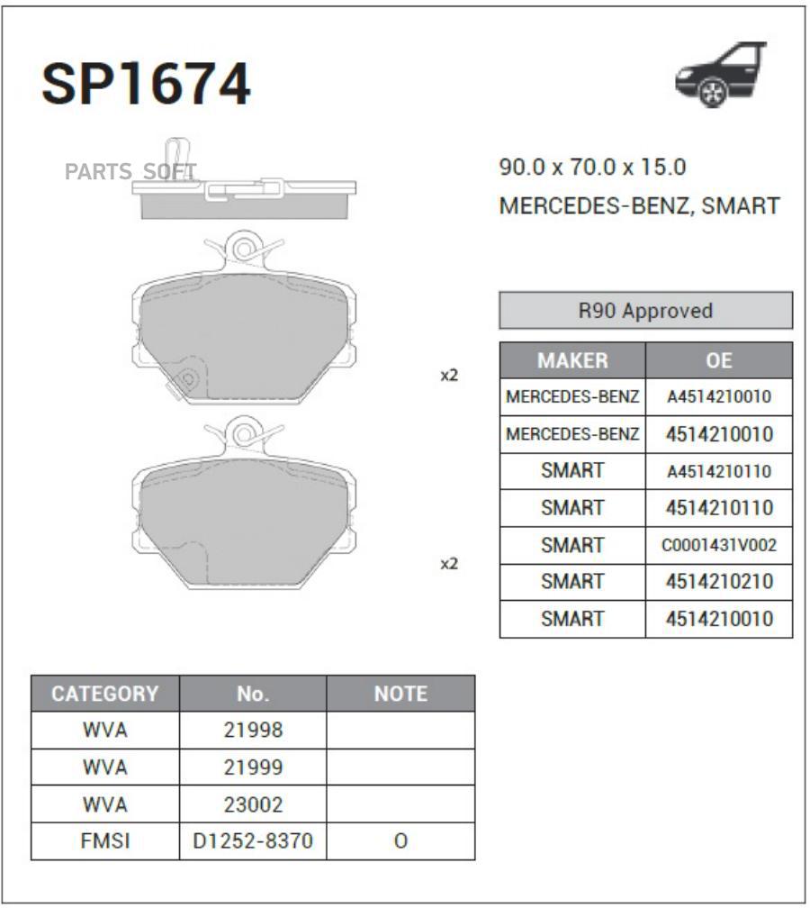 

Тормозные колодки Sangsin brake SP1674