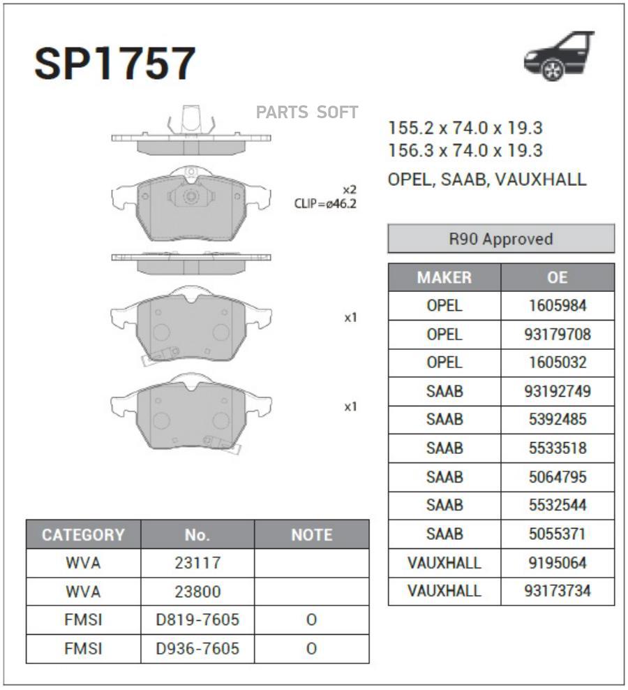 

Тормозные колодки Sangsin brake SP1757