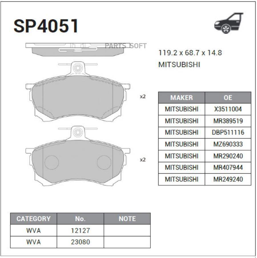 

Тормозные колодки Sangsin brake SP4051