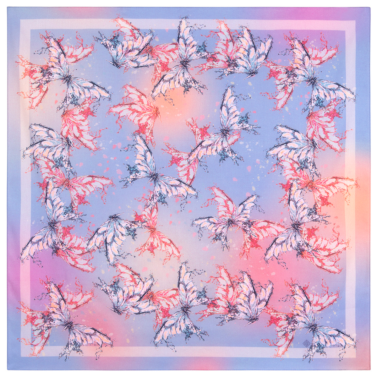 Платок женский Павловопосадский платок 11003 голубой/розовый, 80х80 см