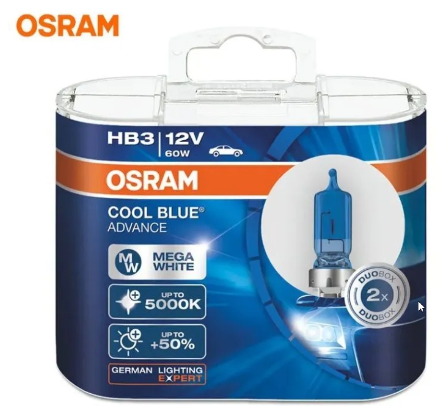 

Лампа автомобильная OSRAM 69005CBA HB3 12v +50% COOL BLUE 5000K, COOL BLUE