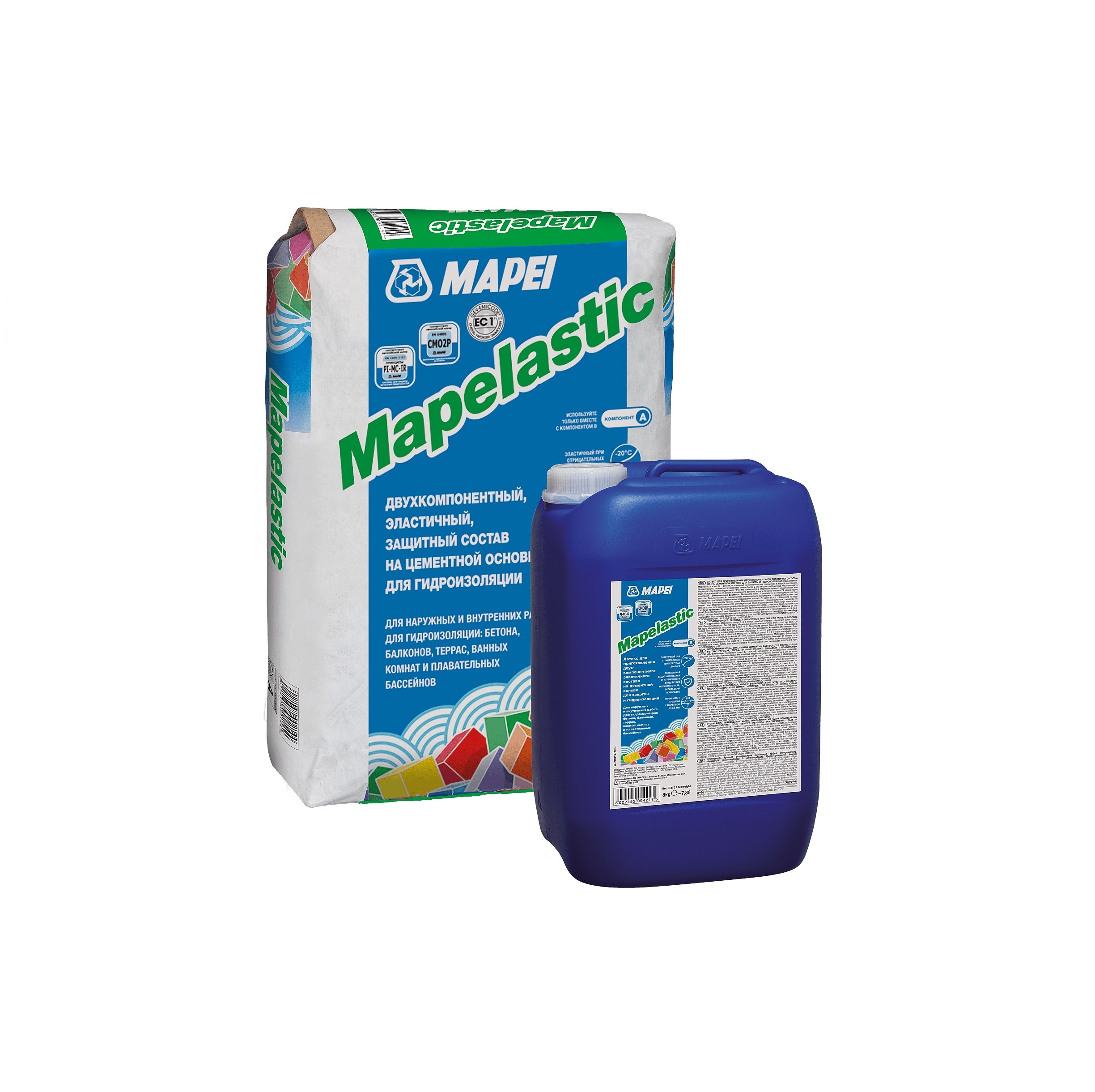 Гидроизоляция MAPEI MAPELASTIC двухкомпонентная 24кг A сухая часть 167124