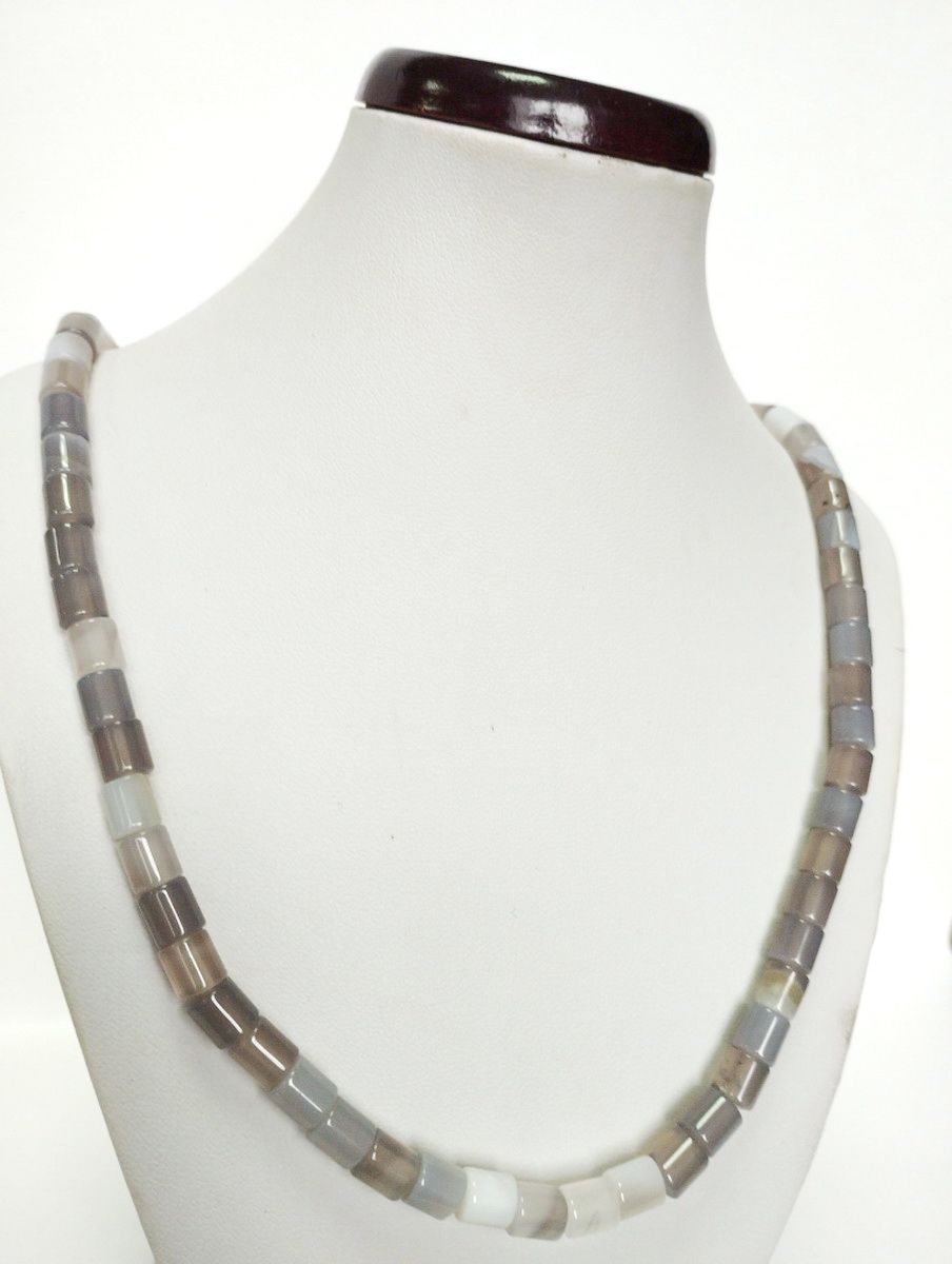 

Бусы из стали 40 см Красота камня Трубка 6х6мм, халцедон, Трубка 6х6мм