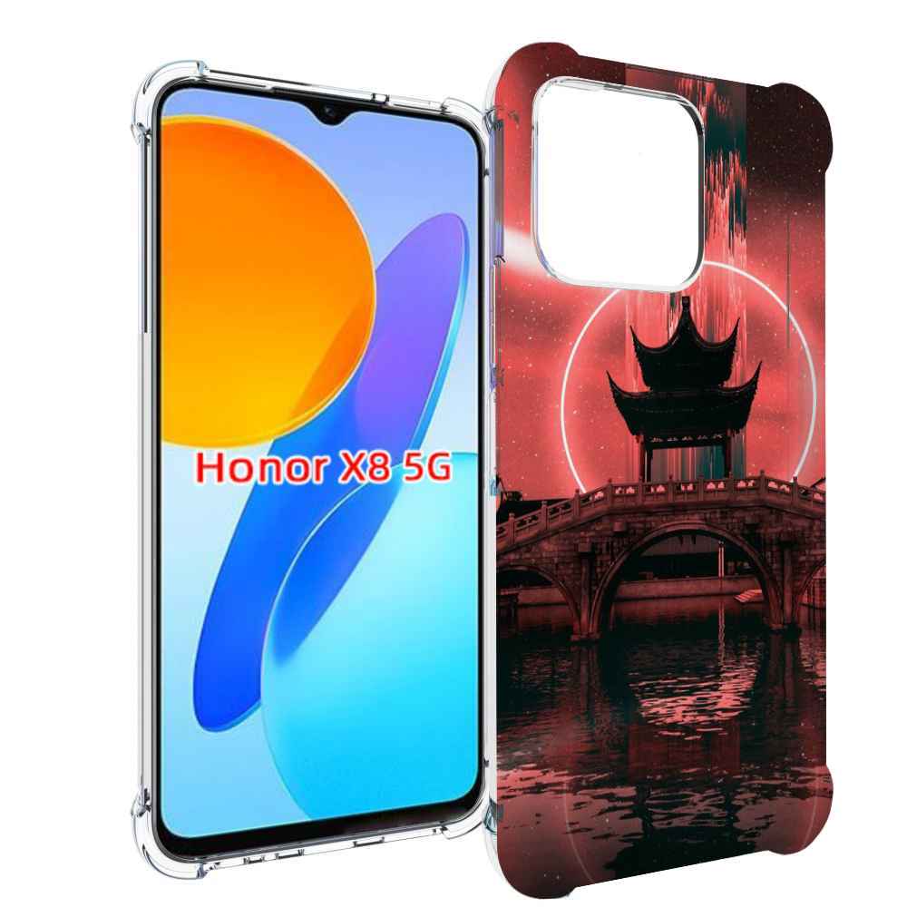 

Чехол MyPads японский мост красный фон для Honor X8 5G, Прозрачный, Tocco