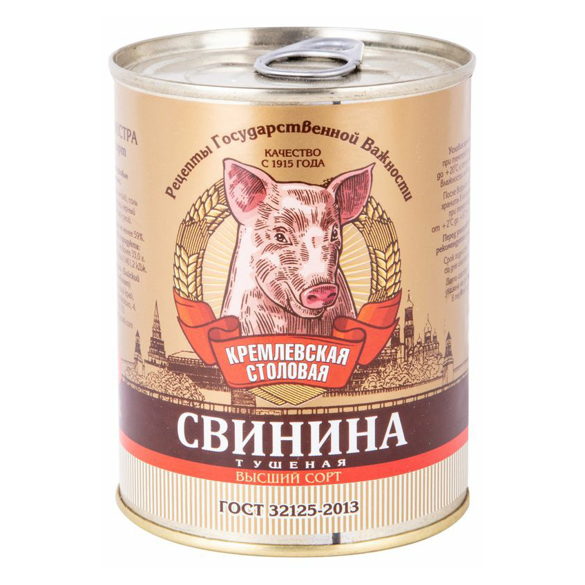 

Свинина тушеная Бийскмясопродукт Кремлевская столовая 338 г