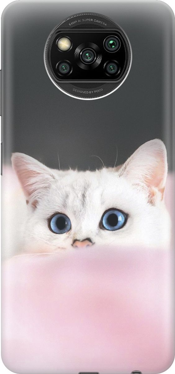 

Чехол на Xiaomi Poco X3 "Кот на розовом пледе", Белый;розовый, 2364