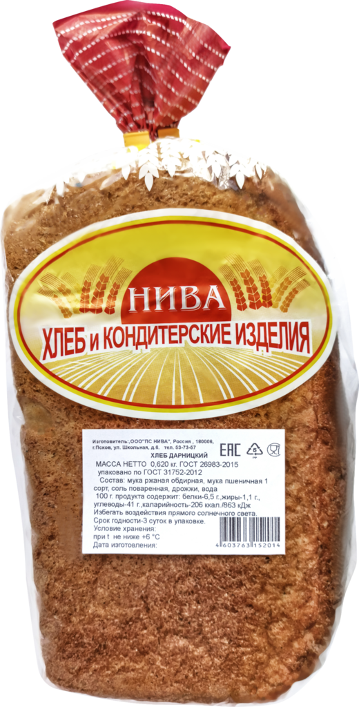 

Хлеб серый ПС Нива Дарницкий 620 г, Дарницкий