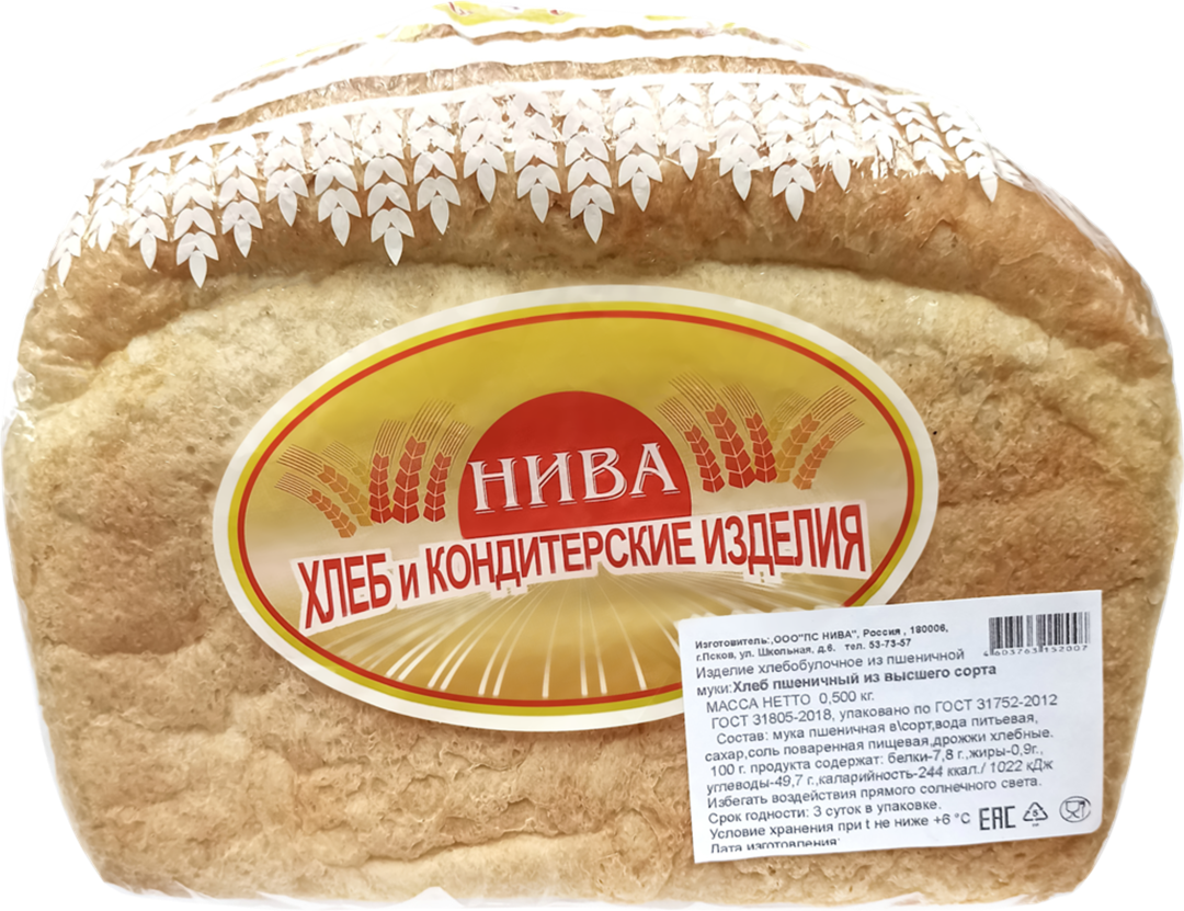 

Хлеб белый ПС Нива Пшеничный 500 г, Пшеничный