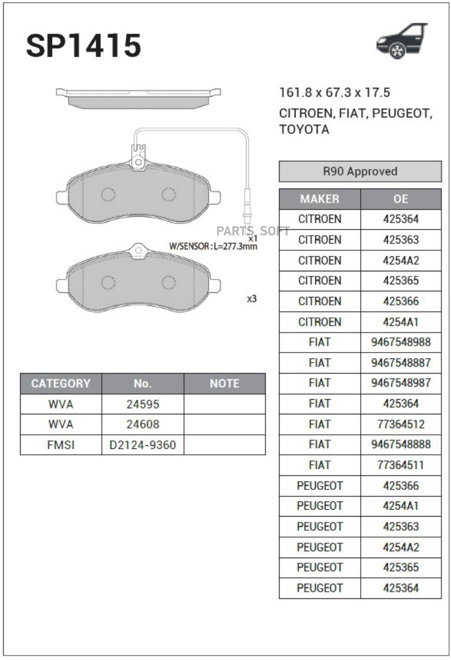 

Тормозные колодки Sangsin brake SP1415