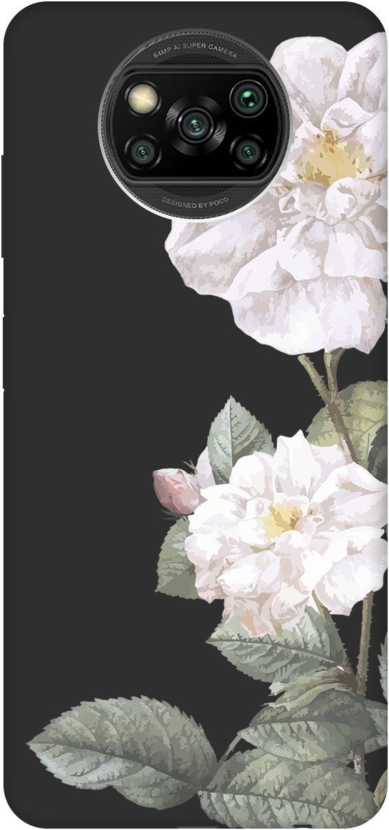 

Чехол на Poco X3/X3 Pro "White Rose" черный, Черный;желтый, 2609