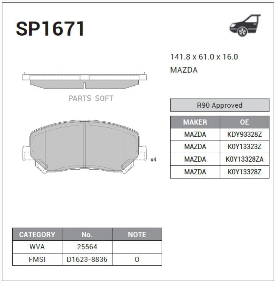 

Тормозные колодки Sangsin brake SP1671