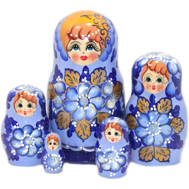 

Матрёшка Наташа синего цвета (5 мест, 17 см)