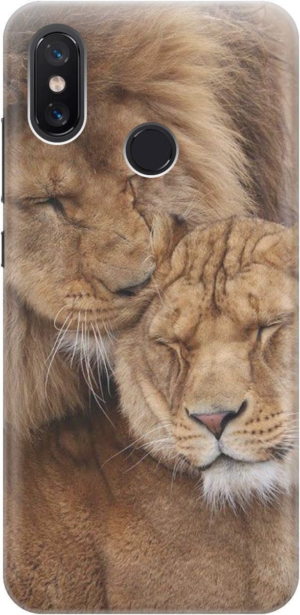 

Силиконовый чехол на Xiaomi Mi 8 "Милые львы", Бежевый;коричневый, 3139