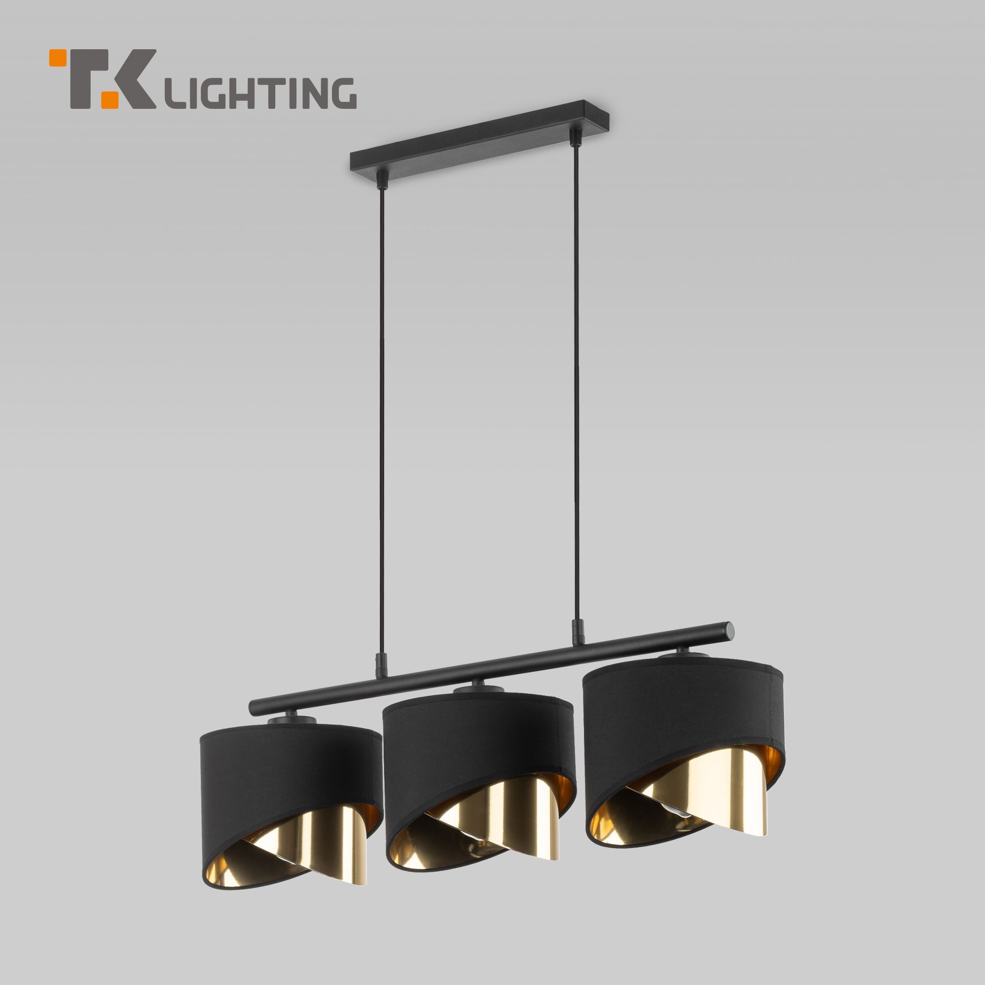 Подвесной светильник на 3 плафона TK Lighting Grant Black 4824 черный/золото E27