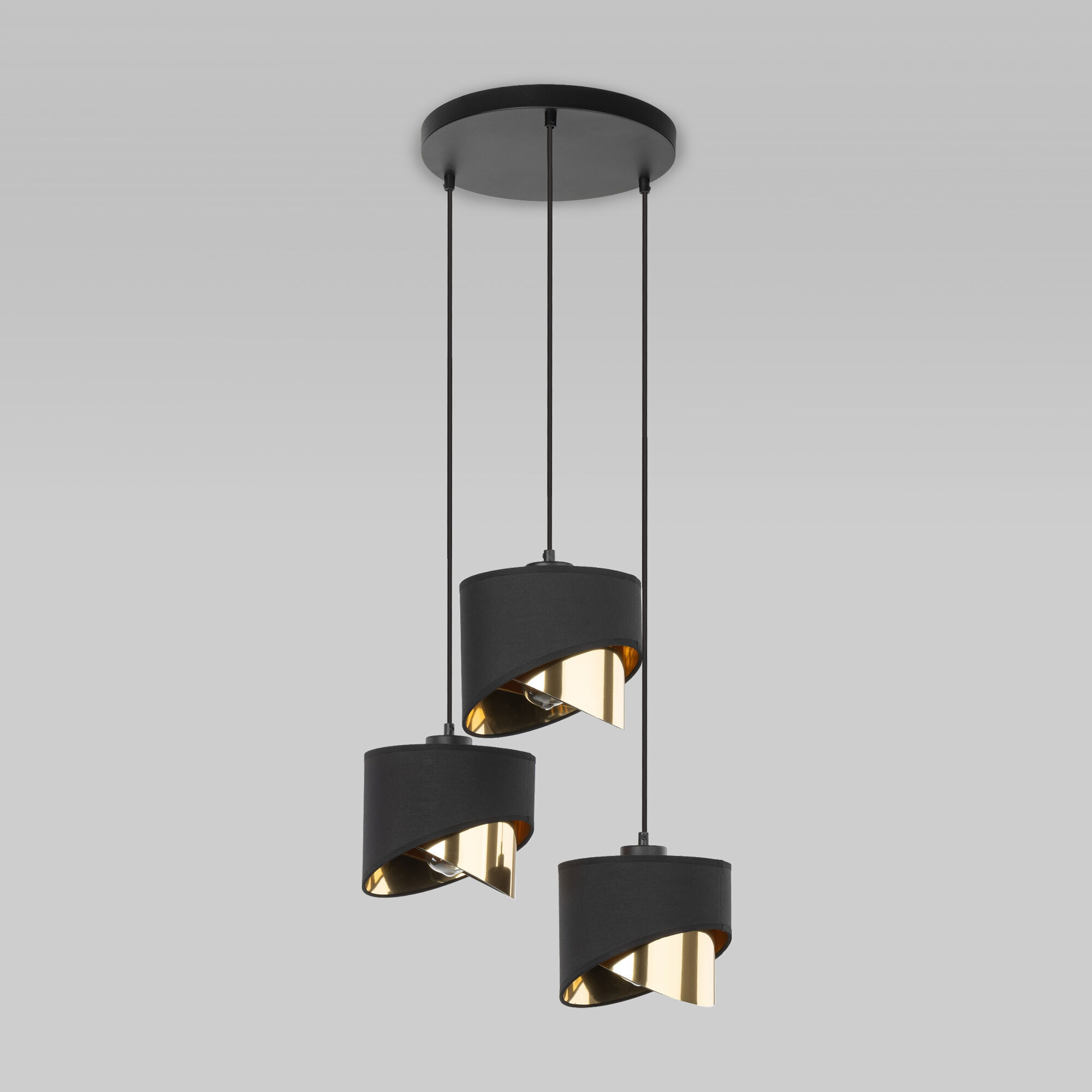 Подвесной светильник на 3 плафона TK Lighting Grant Black 4876 черный/золото E27