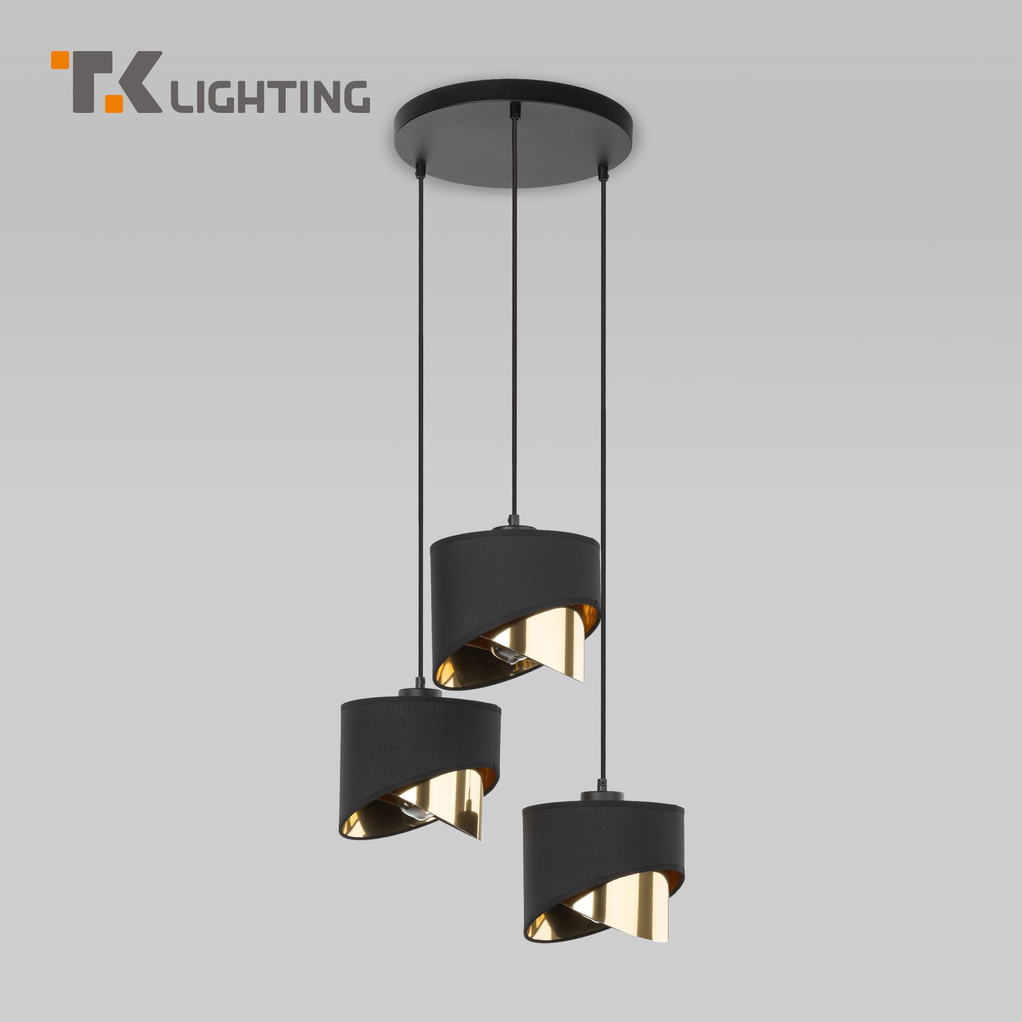 Подвесной светильник на 3 плафона TK Lighting Grant Black 4876 черный/золото E27