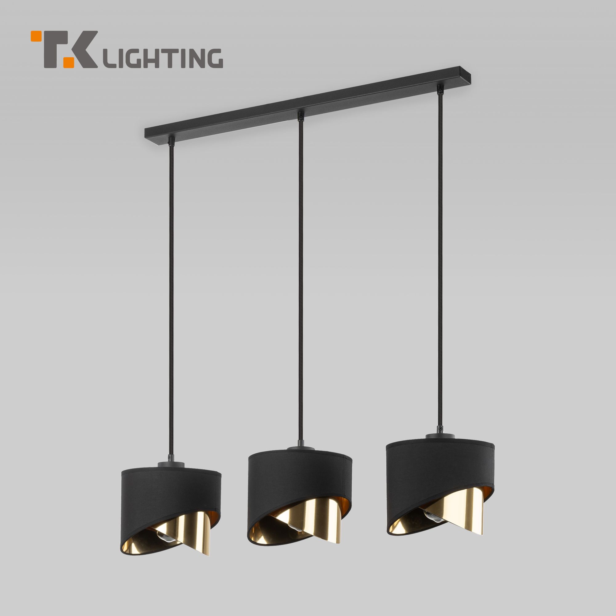 Подвесной светильник на 3 плафона TK Lighting Grant Black 4877 черный/золото E27