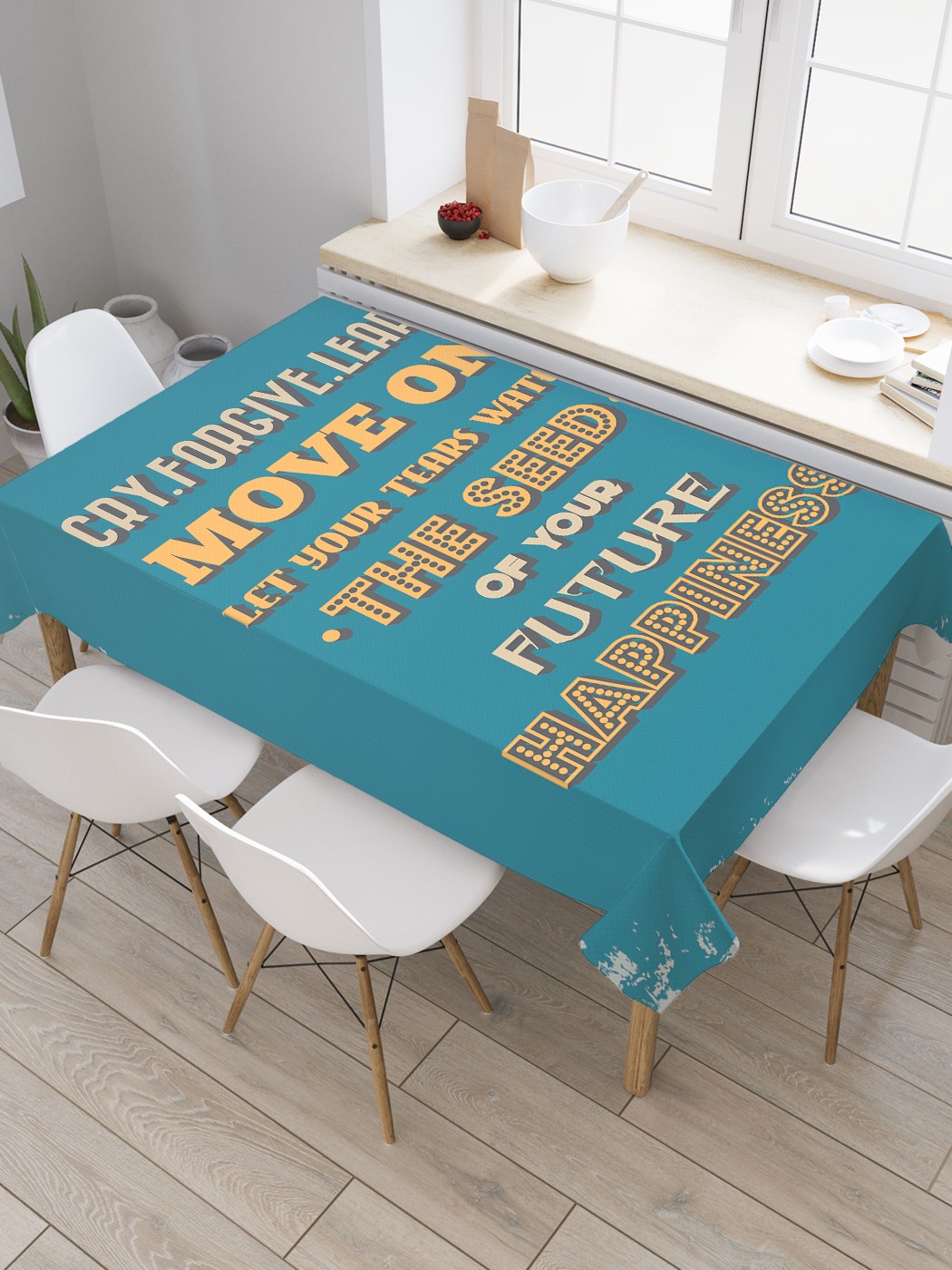 

Скатерть прямоугольная JoyArty "Для будущего счастья" из оксфорда, 180x145 см, Голубой, Для будущего счастья