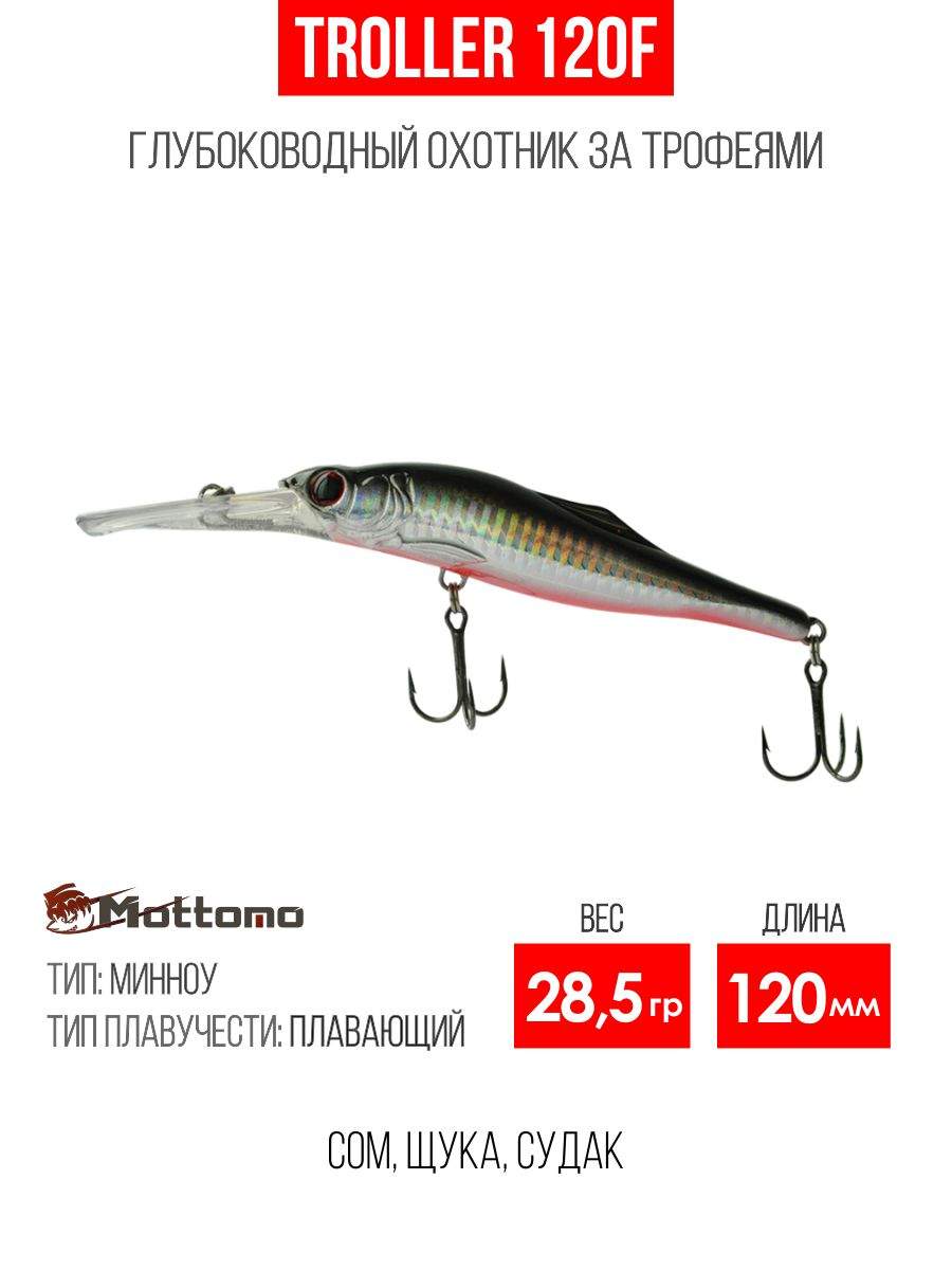 

Воблер Mottomo Troller 120F 28,5g Silver Fish, Разноцветный, Troller