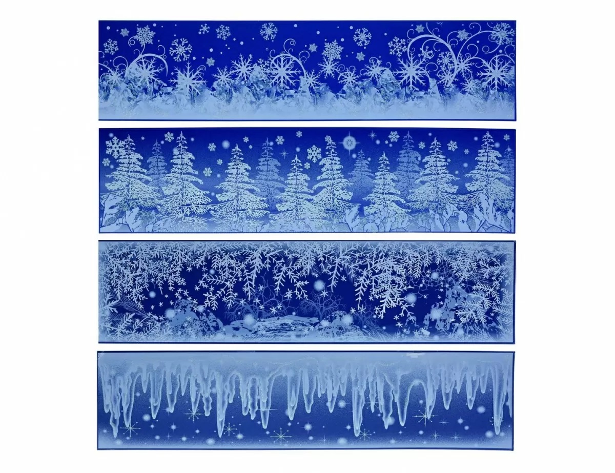 фото Стикер-бордюр для декорирования окна изящные снежинки, 64х15 см, koopman international