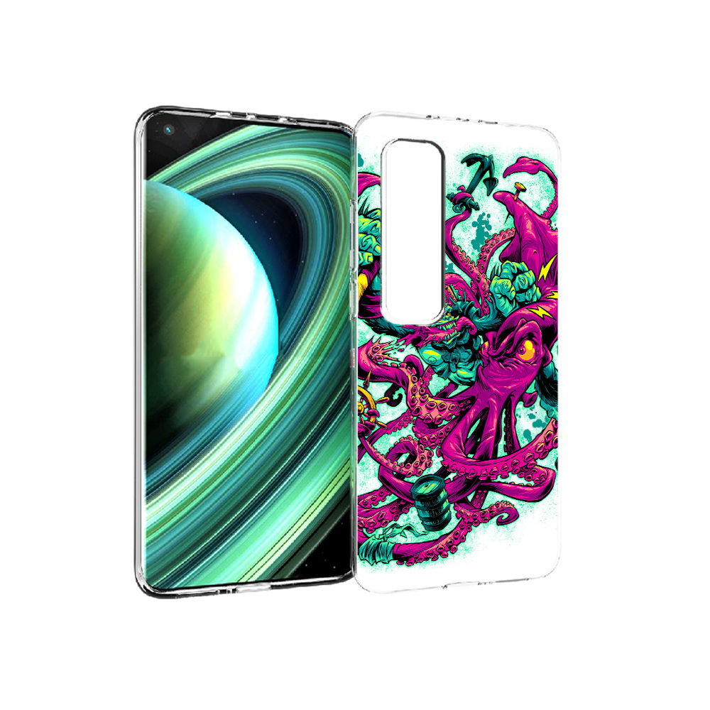 

Чехол MyPads Tocco для Xiaomi Mi 10 Ultra фиолетовый кракен (PT156404.264.657), Прозрачный, Tocco
