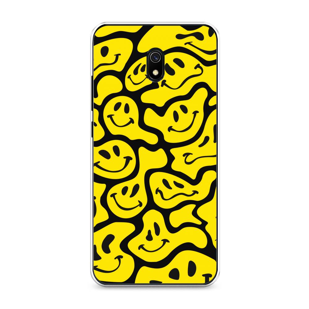 

Чехол на Xiaomi Redmi 8A "Расплывчатые смайлики желтые", Черный;желтый, 37250-6