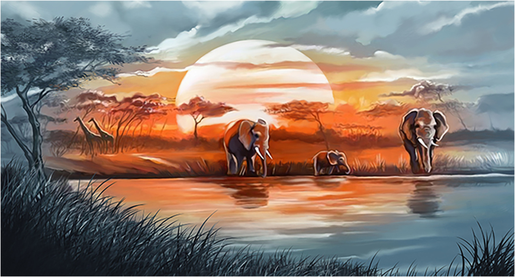 

Картина на холсте с подрамником ХитАрт Закат в саванне 100x54 см, 343