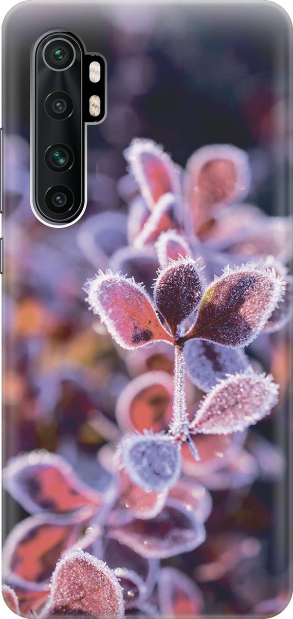 

Чехол на Xiaomi Mi Note 10 Lite "Иней на листочках", Розовый;черный, 2914
