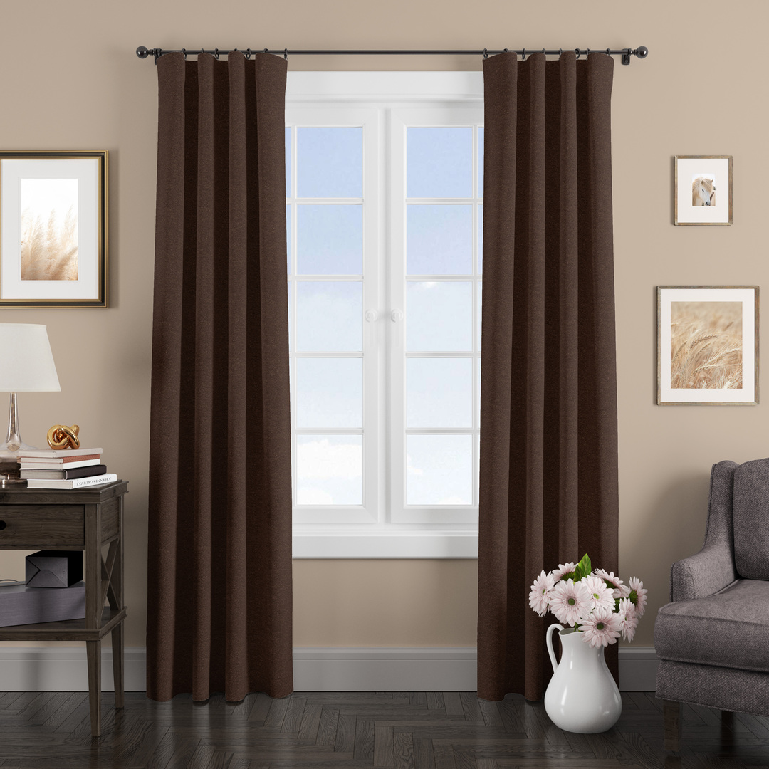

Штора классическая Eleganta ena664586 200x270 см коричневая 664586, Бархат