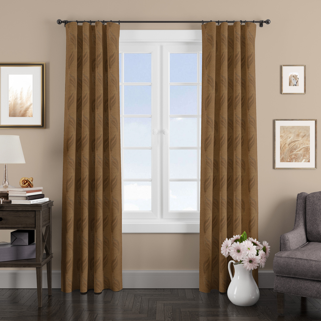 

Штора классическая Eleganta ena663411 140x270 см коричневая 663411, Жаккард