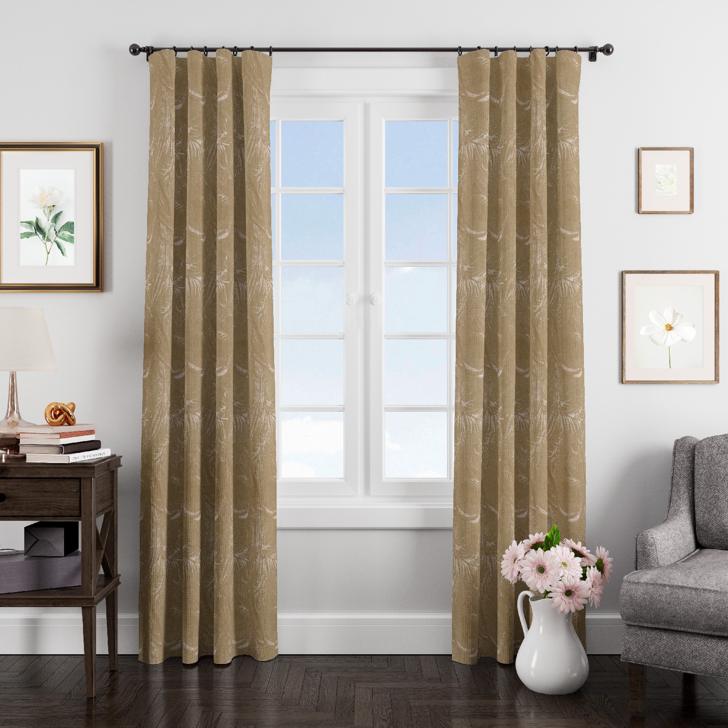

Штора классическая Eleganta ena663419 140x270 см коричневая 663419, Жаккард