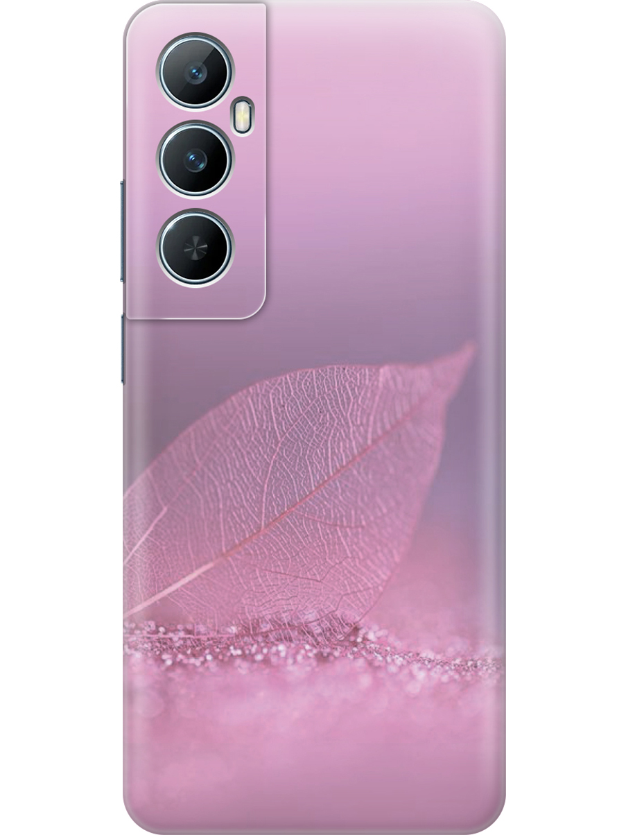 

Силиконовый чехол на Realme C65 с принтом "Листок в розовых блестках", Прозрачный;розовый;фиолетовый, 783983822
