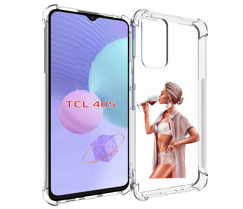 

Чехол MyPads Девушка-с-вином женский для TCL 405, Tocco