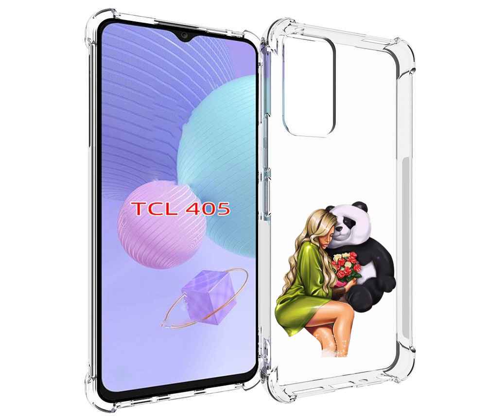 

Чехол MyPads Девушка-с-пандой-с-букетом женский для TCL 405, Tocco
