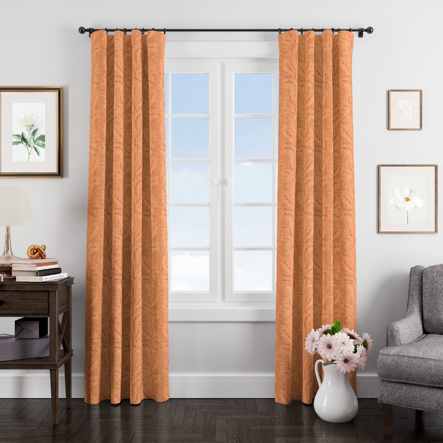 

Штора классическая Eleganta ena663438 140x270 см оранжевая 663438, Жаккард