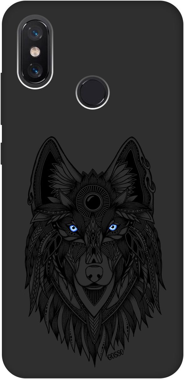 

Матовый чехол на Xiaomi Mi 8 "Grand Wolf" черный, Черный;голубой, 3274