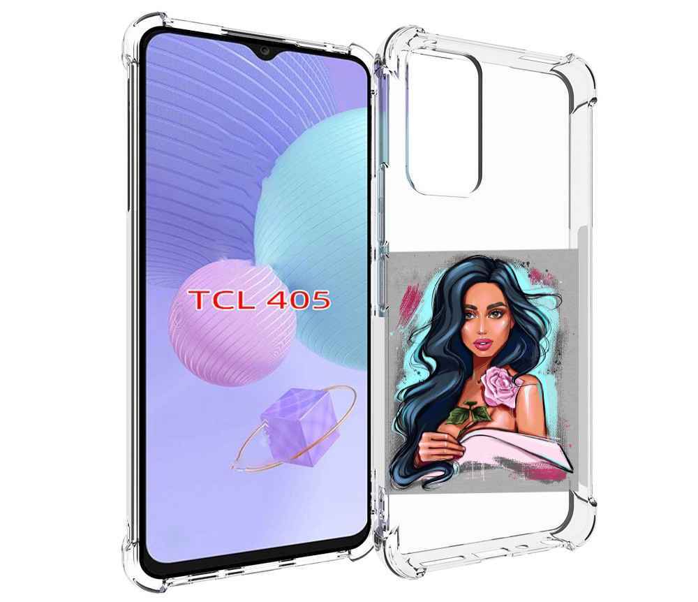 

Чехол MyPads Девушка-с-розовой-розочкой женский для TCL 405, Tocco