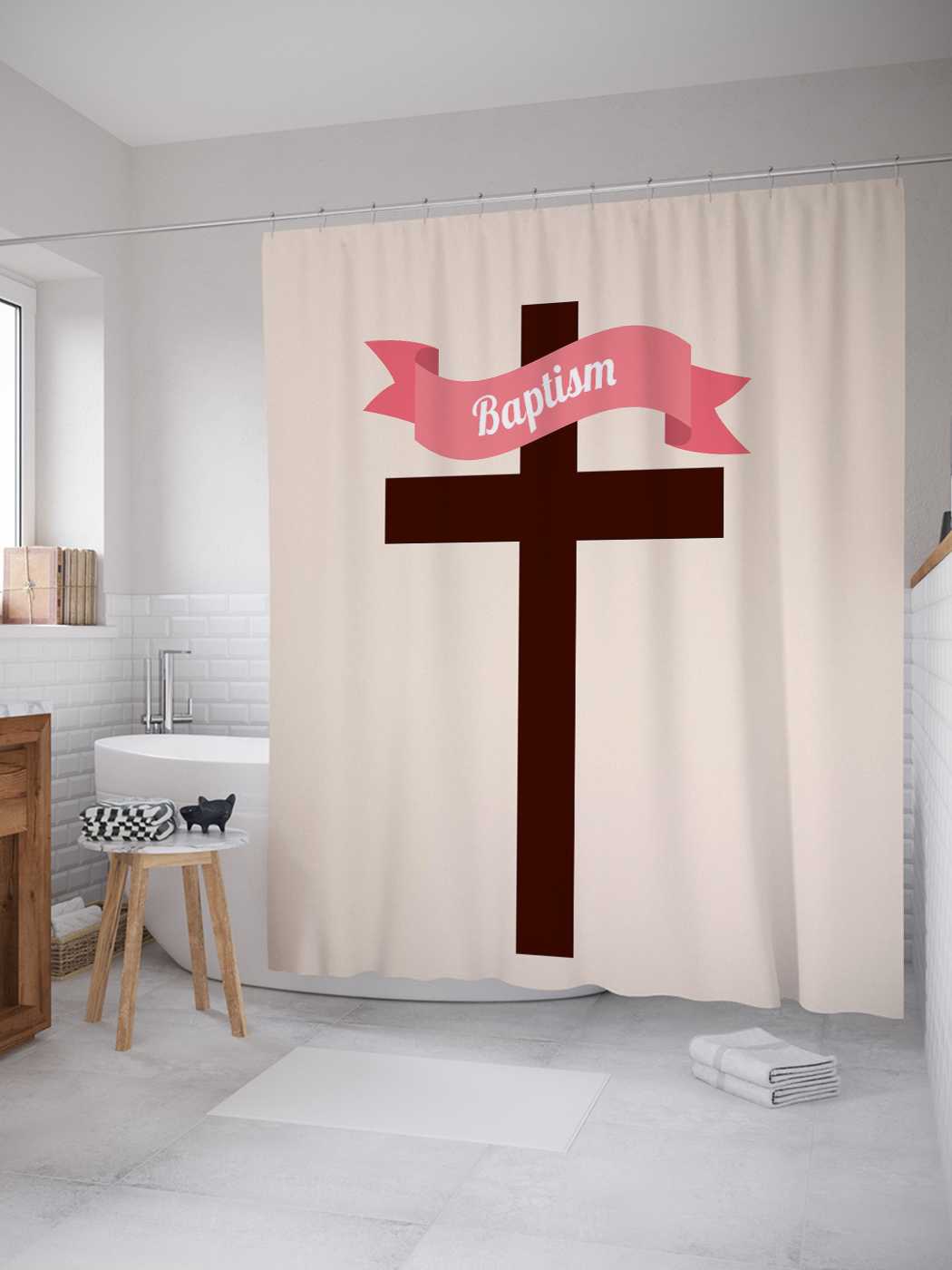 

Штора для ванной JoyArty "Крест баптиста" из сатена, 180х200 см с крючками