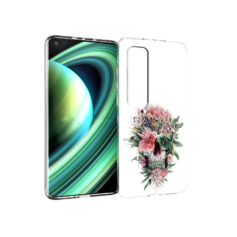

Чехол MyPads Tocco для Xiaomi Mi 10 Ultra череп из цветов (PT156404.264.677), Прозрачный, Tocco