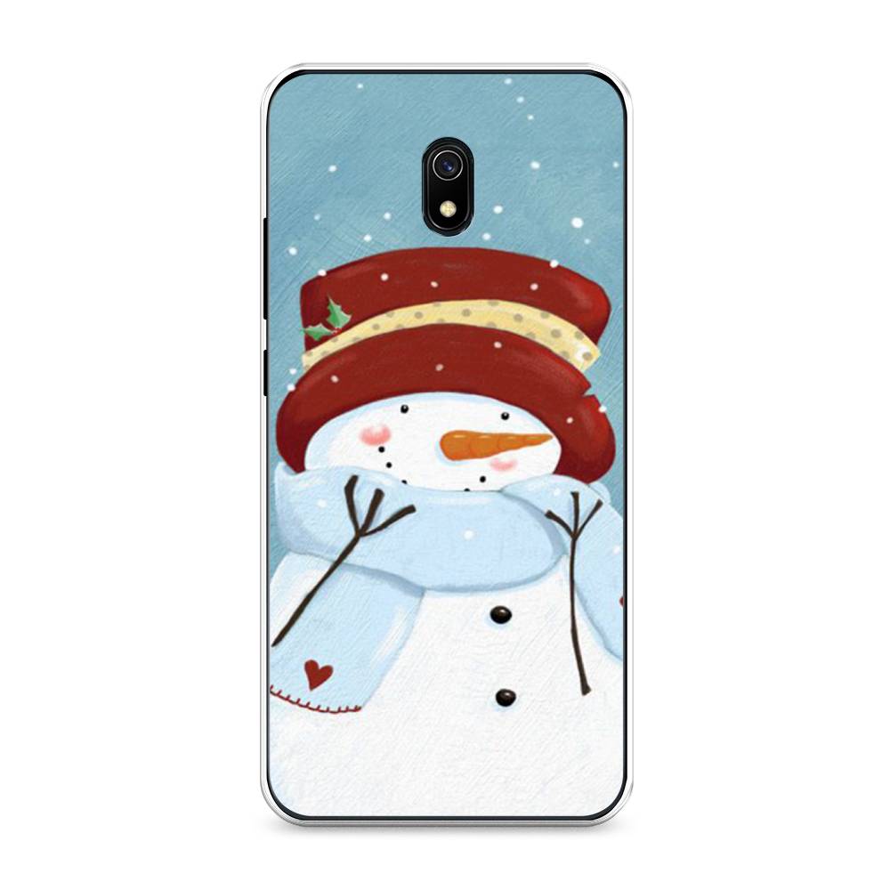 

Чехол на Xiaomi Redmi 8A "Застенчивый снеговик", Голубой;белый;красный, 37250-5