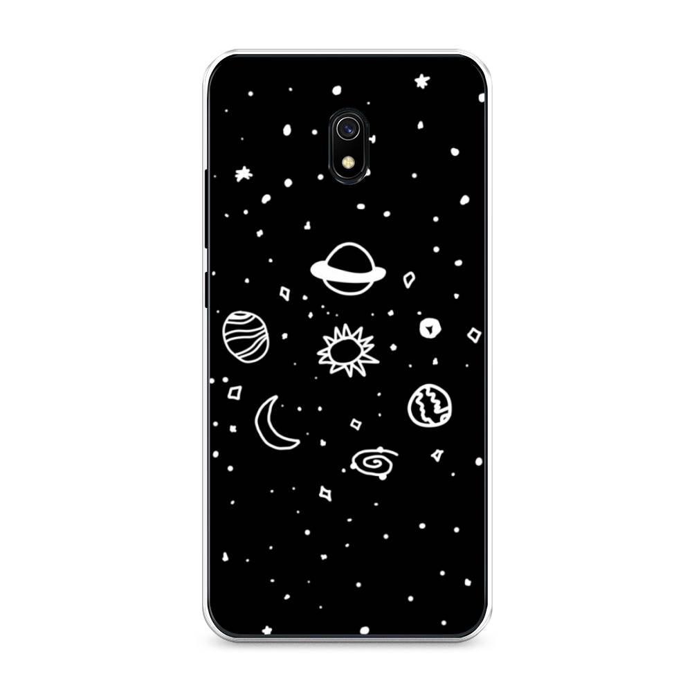 

Чехол на Xiaomi Redmi 8A "Дудл солнечной системы", Бежевый;серый, 37250-2