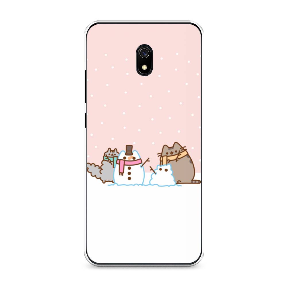 

Чехол на Xiaomi Redmi 8A "Котики в снегу", Розовый;белый;серый, 37250-5