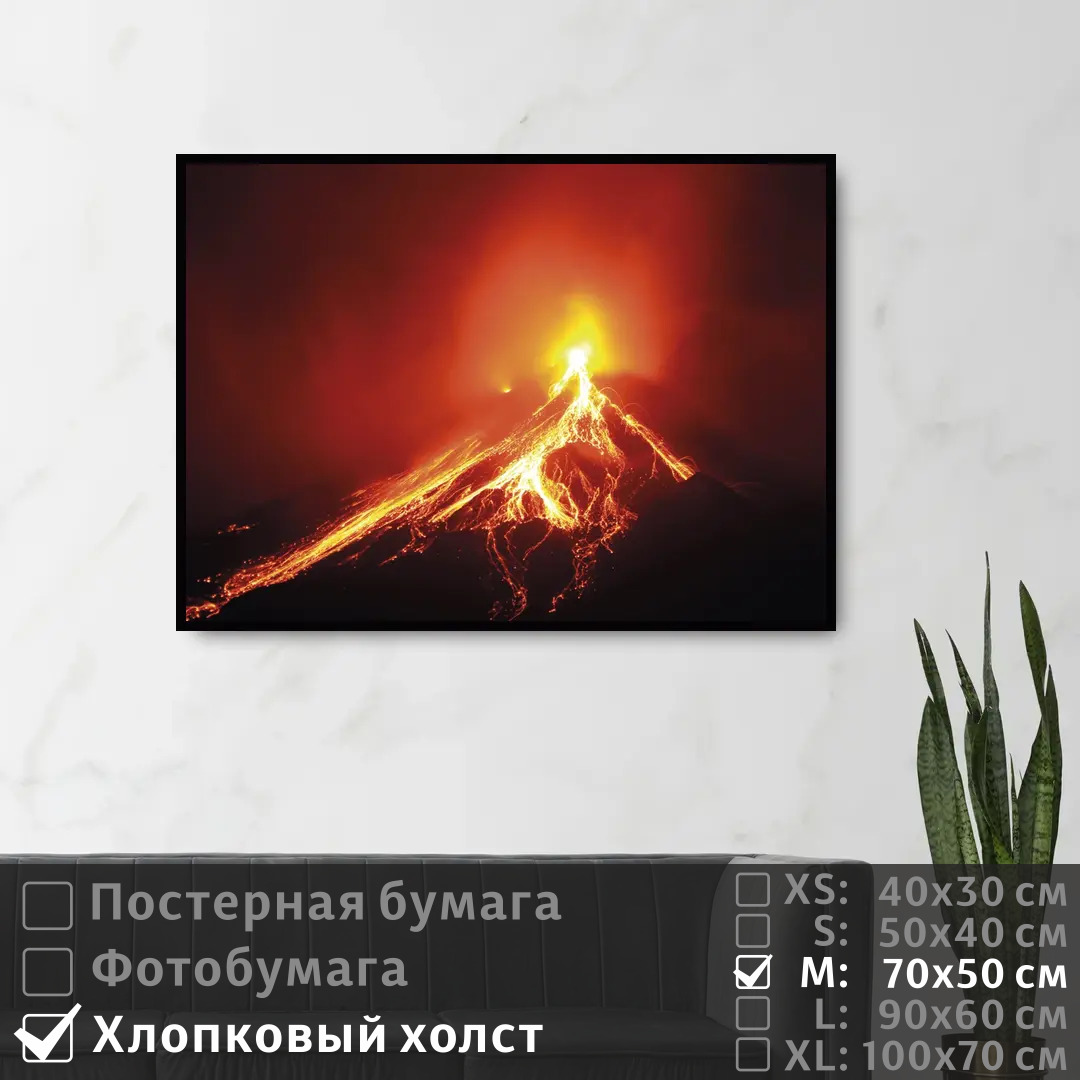 

Постер на холсте ПолиЦентр Извержение вулкана 70х50 см, ИзвержениеВулкана