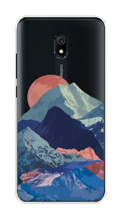 

Чехол на Xiaomi Redmi 8A "Закат в снежных горах", Красный;серый;голубой, 37250-2