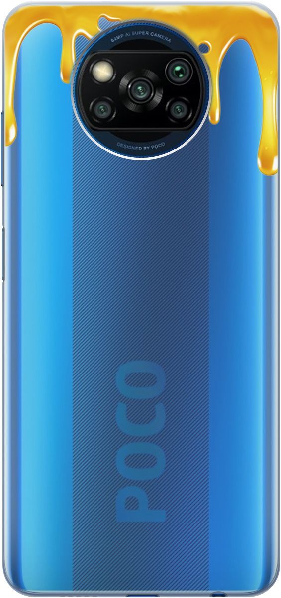 

Чехол на Xiaomi Poco X3 "Honey" прозрачный, Прозрачный;желтый, 1831